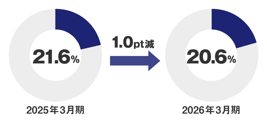 円グラフ：海外売上高比率（2025年3月期21.6％、2025年3月期20.6％）